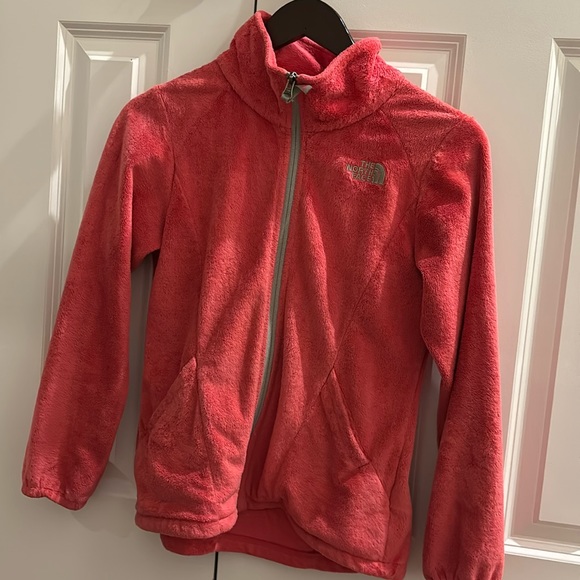 Girls medium North Face zip up fleece jacket. Pink. - Picture 1 of 5